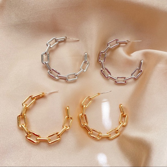 💙Chain Link Earrings Sterling Silver Posts - Picture 4 of 13